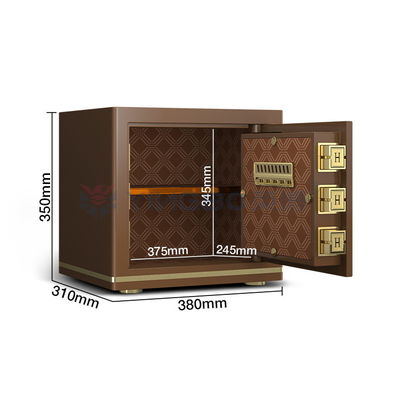 Caja de seguridad de oficina de acero sólido de café con doble alarma de huellas dactilares caja de seguridad YB/N7-35