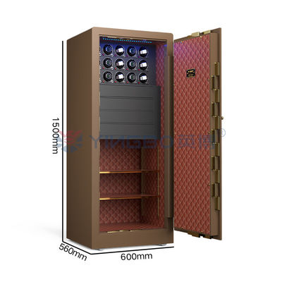 Acero sólido de joyería marrón caja fuerte de huellas digitales biométricas cerradura H1500mm lujosos cajas fuertes de relojes