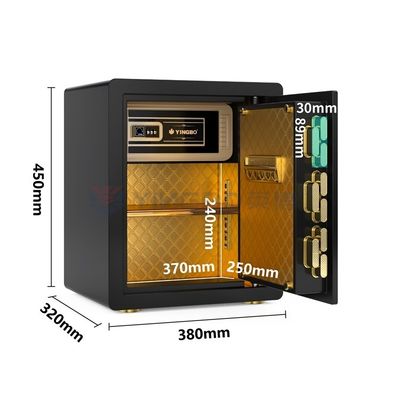 Bloqueo de huellas dactilares Smart Home caja fuerte alarma doble 26kg ((Negro)