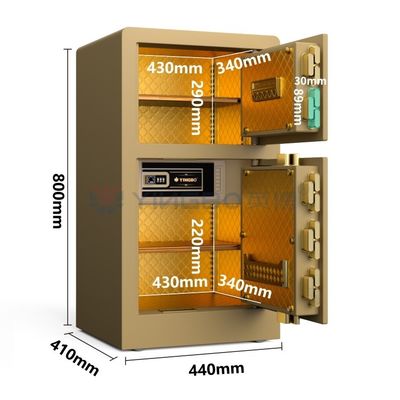 Caja de seguridad con cerradura de huellas digitales de semiconductor para seguridad en el hogar YB/RS-80D Caja de seguridad con cerradura biométrica de oro