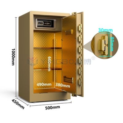 Seguridad del hogar huella digital cerradura biométrica caja fuerte H1000mm YB/RS-100 Oro