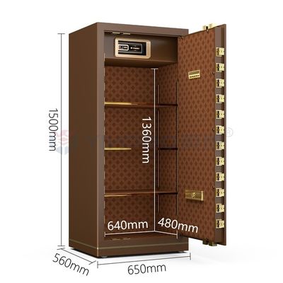 Cerradura de huellas dactilares biométricas caja fuerte de oficina H1500mm YB/N7-150 caja fuerte de huellas dactilares de café