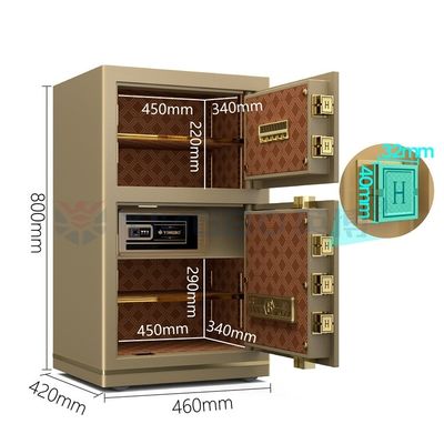 Caja de seguridad electrónica de lujo de doble puerta de 46 kg para seguridad de oficina YB/N7-80D
