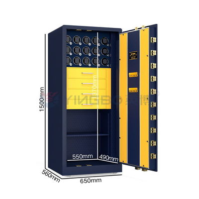 OEM Alarma doble joyería Reloj Winder caja fuerte de acero sólido con 7 puertas abiertas