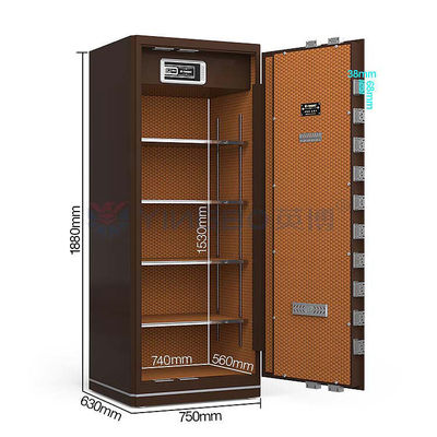 Patenteado Doble T Bolts Casa caja fuerte con tecnología de reconocimiento de huellas dactilares y sistema de alarma doble YB / N6-180