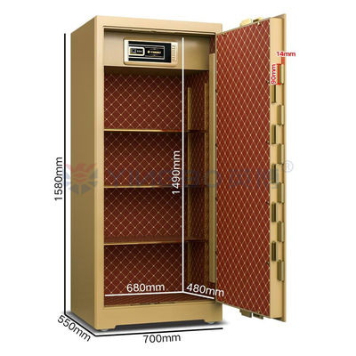 H1580mm caja de seguridad de huellas dactilares con pernos de fila doble patentados y mango de aleación de zinc