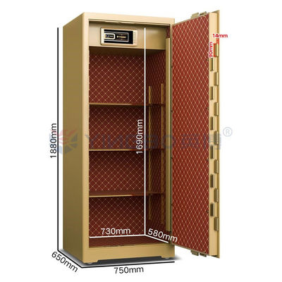 H1880mm Caja de seguridad de oficina espesa Dos filas antiexplosión Cerraduras Doble alarma inteligente