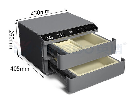 Caja de seguridad con cubierta de cuero para joyas caja fuerte abierta automáticamente doble capa