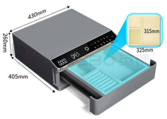 Caja de seguridad de joyas cubierta de cuero con doble alarma y apertura automática, de una sola capa