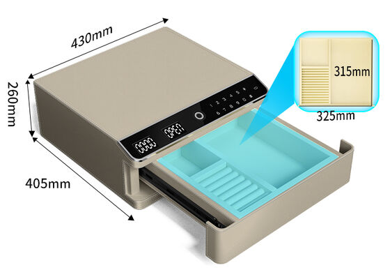 Casita de joyería envuelta en cuero de una sola capa con cerradura biométrica y cuerpo de acero
