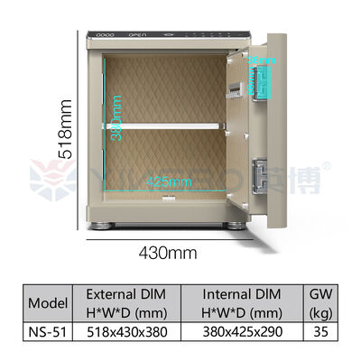 Caja de seguridad biométrica inteligente de acero sólido con doble alarma Port USB Iluminación LED